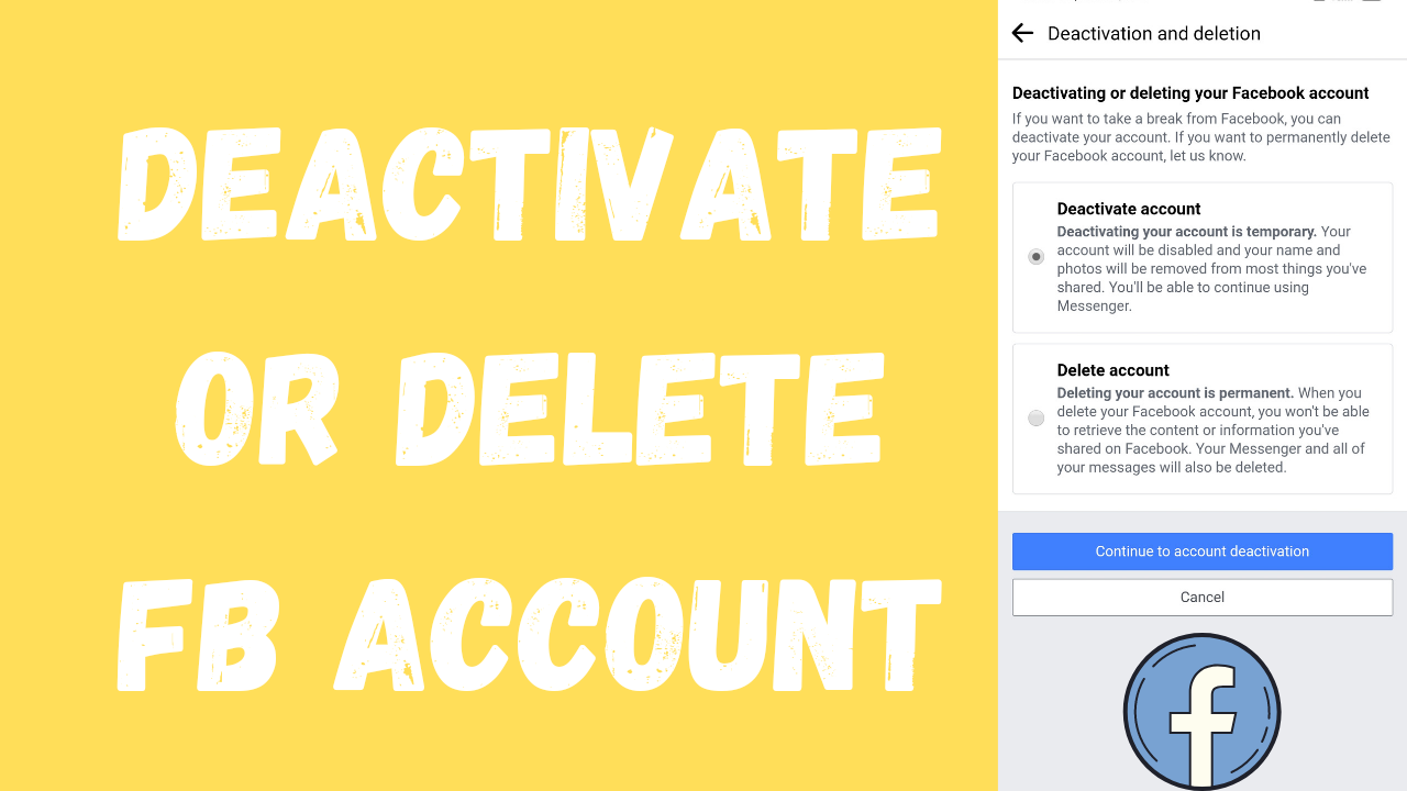 How to delete or deactivate your Facebook account